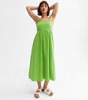 New Look Green Poplin Open Back Strappy Midi Dress